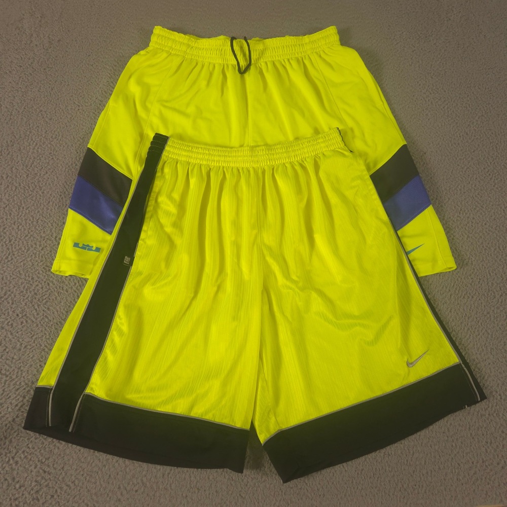 LOT OF 2 Nike Shorts Mens XXL Neon LeBron James Endless Dri-FIT Basketball Mesh